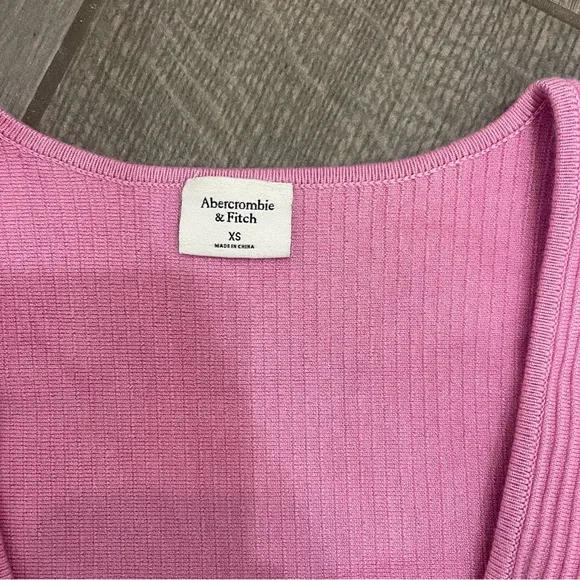 Abercrombie & Fitch Long Sleeve Ottoman Squareneck Top Pink - Picture 3 of 5
